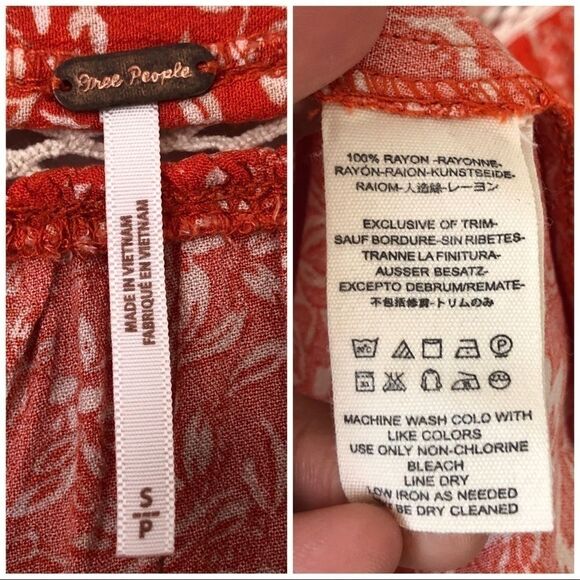 Free People Orange floral Talk About It Tunic Top NWOT size Small - Picture 6 of 8